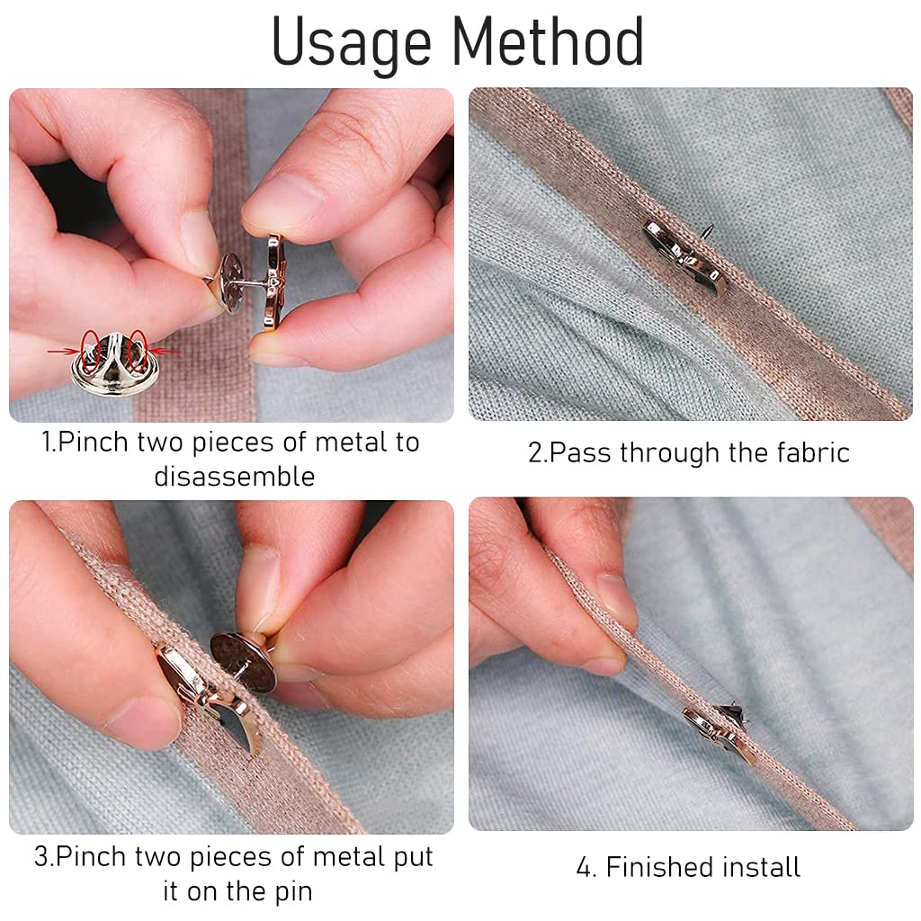 Venzina Instant Button Pins for Jeans and Pants Adjustment 18pcs Set | No Sew Zinc Alloy