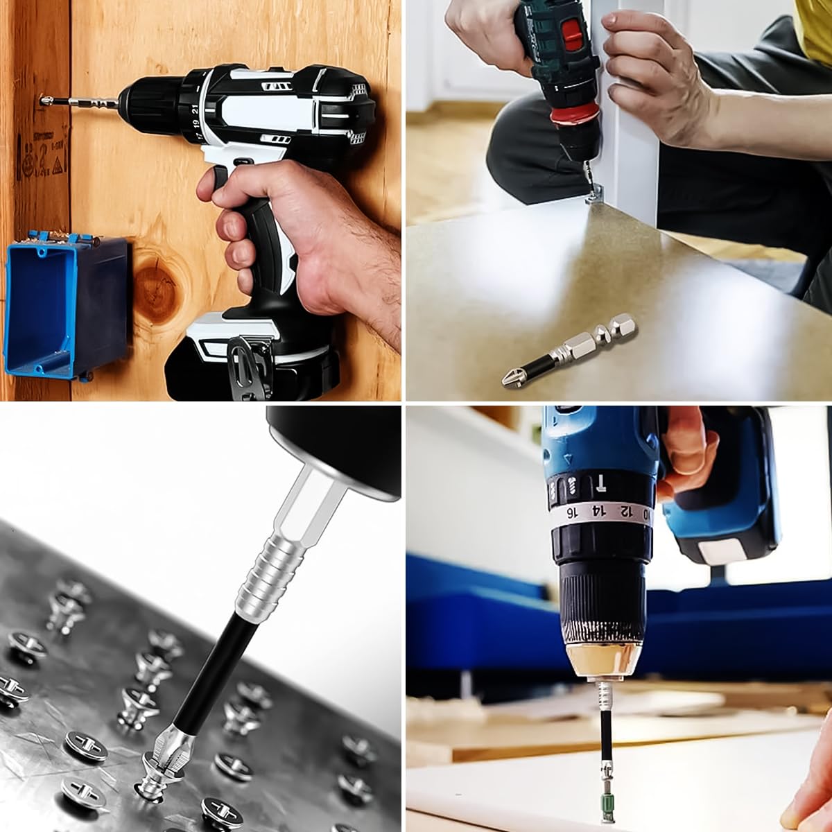 Serplex Magnetic Screwdriver Bit Set for Power Drills with PH2 Head and 1/4 Hex Shank | 6Pcs Heavy Duty Alloy Steel