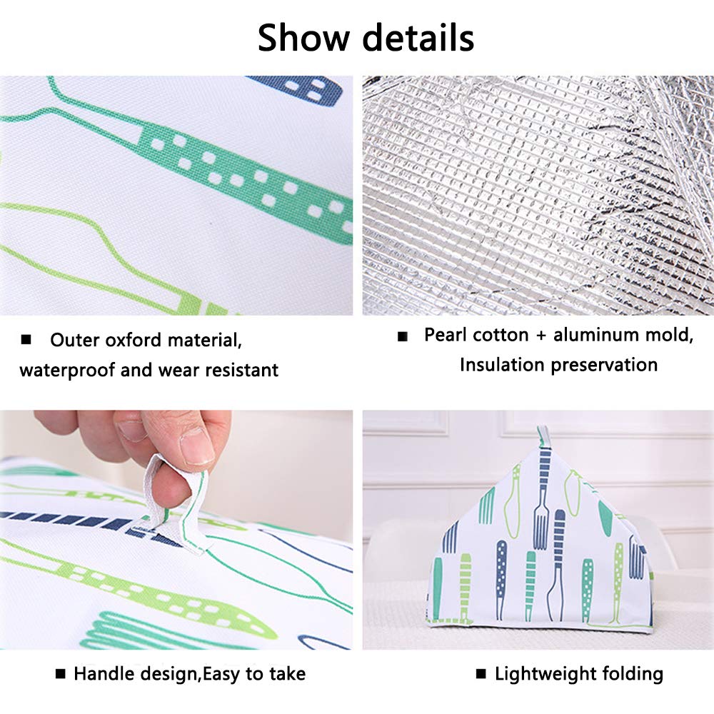 ELEPHANTBOAT Food Cover Set for Kitchen and Outdoor Use featuring Foldable Mesh Tent | 4 Pack 13.3x13.3x5.1 in and 8.2x8.2x4.7 in with Aluminium Foil Layer