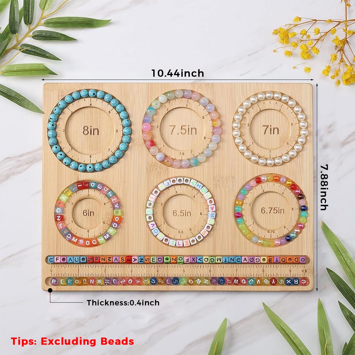 HASTHIP Bamboo Bead Board for Jewelry Making with 6 Grooves and 10.44x7.88 in Size | Eco Bamboo Tray for DIY Bracelet and Necklace Design