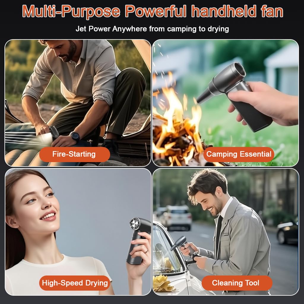ZORBES Air Blower for Travel and Outdoor Use with 130000RPM Jet Power Turbo | 6000mAh Battery and LED Display