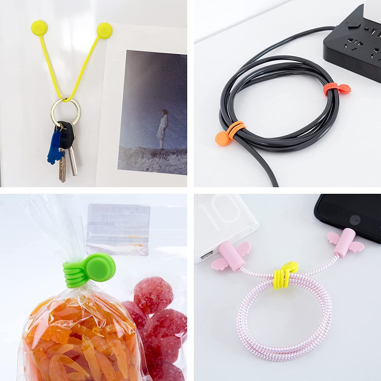 ZIBUYU Cable Organizer for Desk featuring Powerful Magnetic Catch and 9PCS Silicone Ties