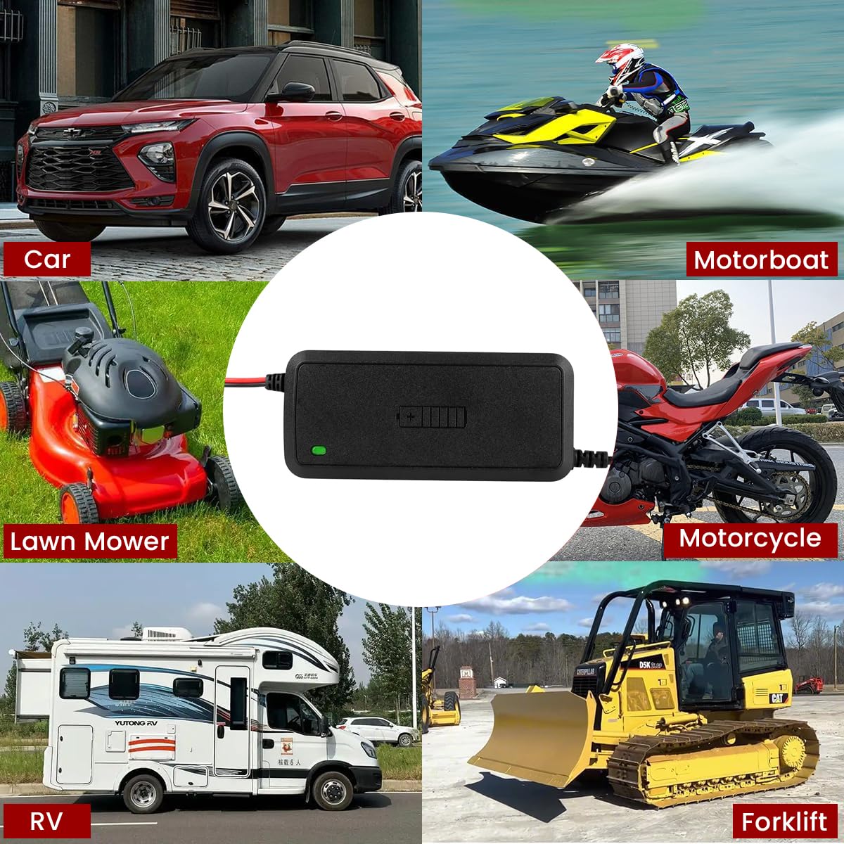 STHIRA Car Battery Charger 12V 5A for Cars and Motorcycles featuring Dual Timer & LED Indicator