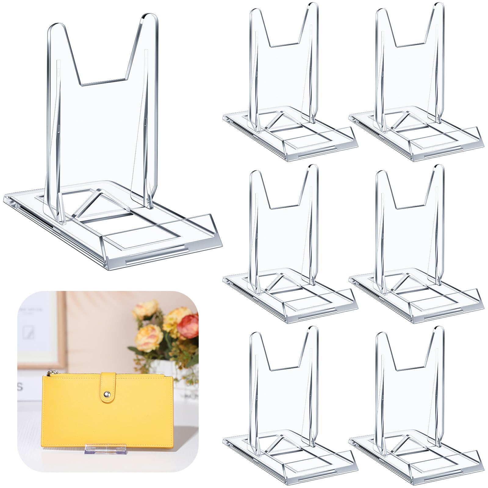 OFIFO Clear Desk Stands Set for Purse and Phone with Stable Base | 6Pcs Transparent Display