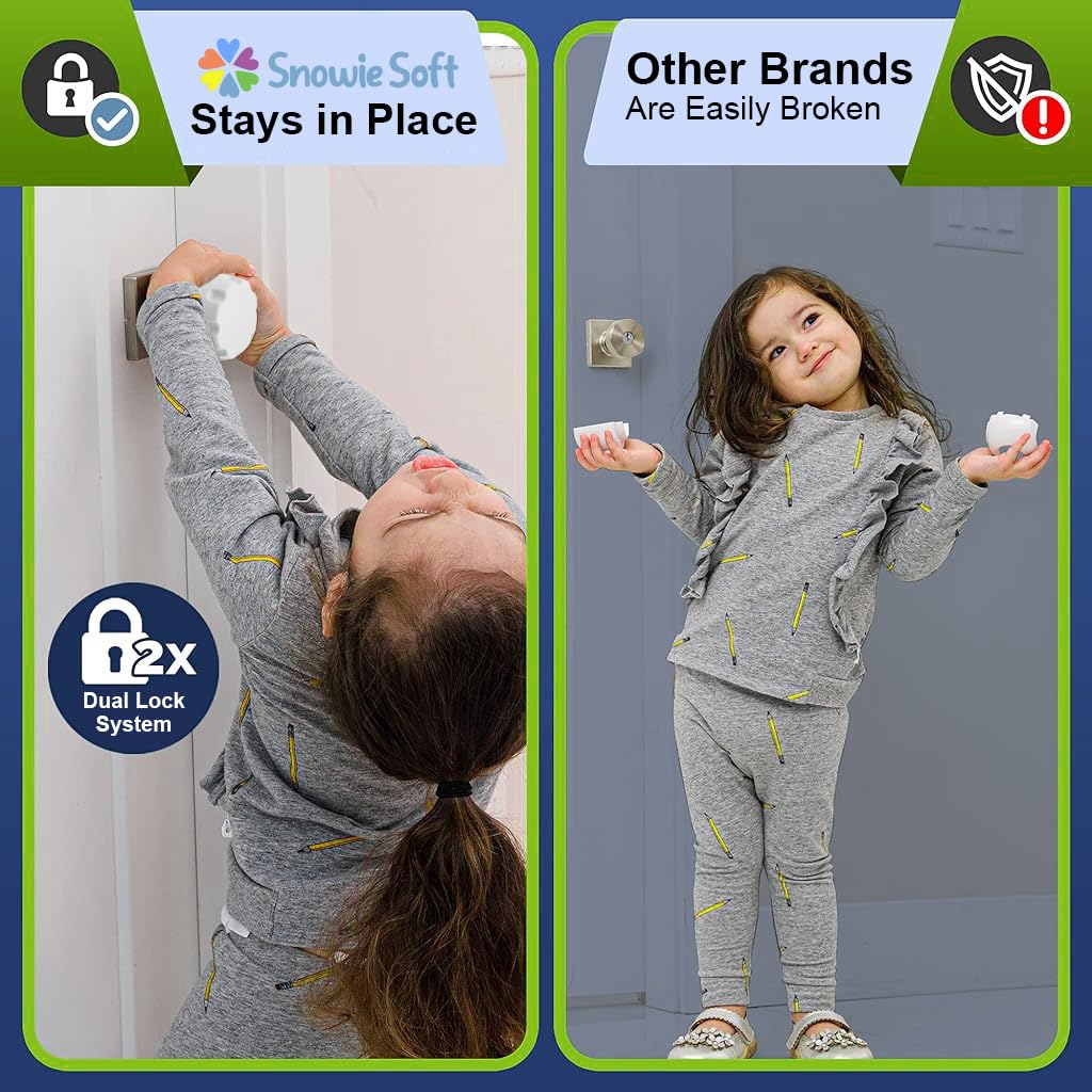 SNOWIE SOFT Door Knob Cover for Child Safety with 2.36 x 1.69 in Universal Fit | 4 Pcs Plastic Set