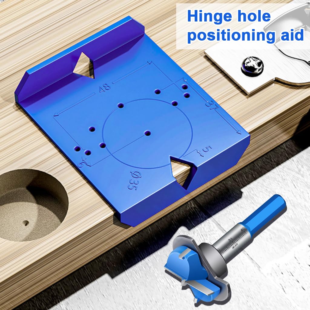 Serplex Concealed Hinge Jig Kit for Cabinet Installation with 35mm Forstner Bit and Guide Base