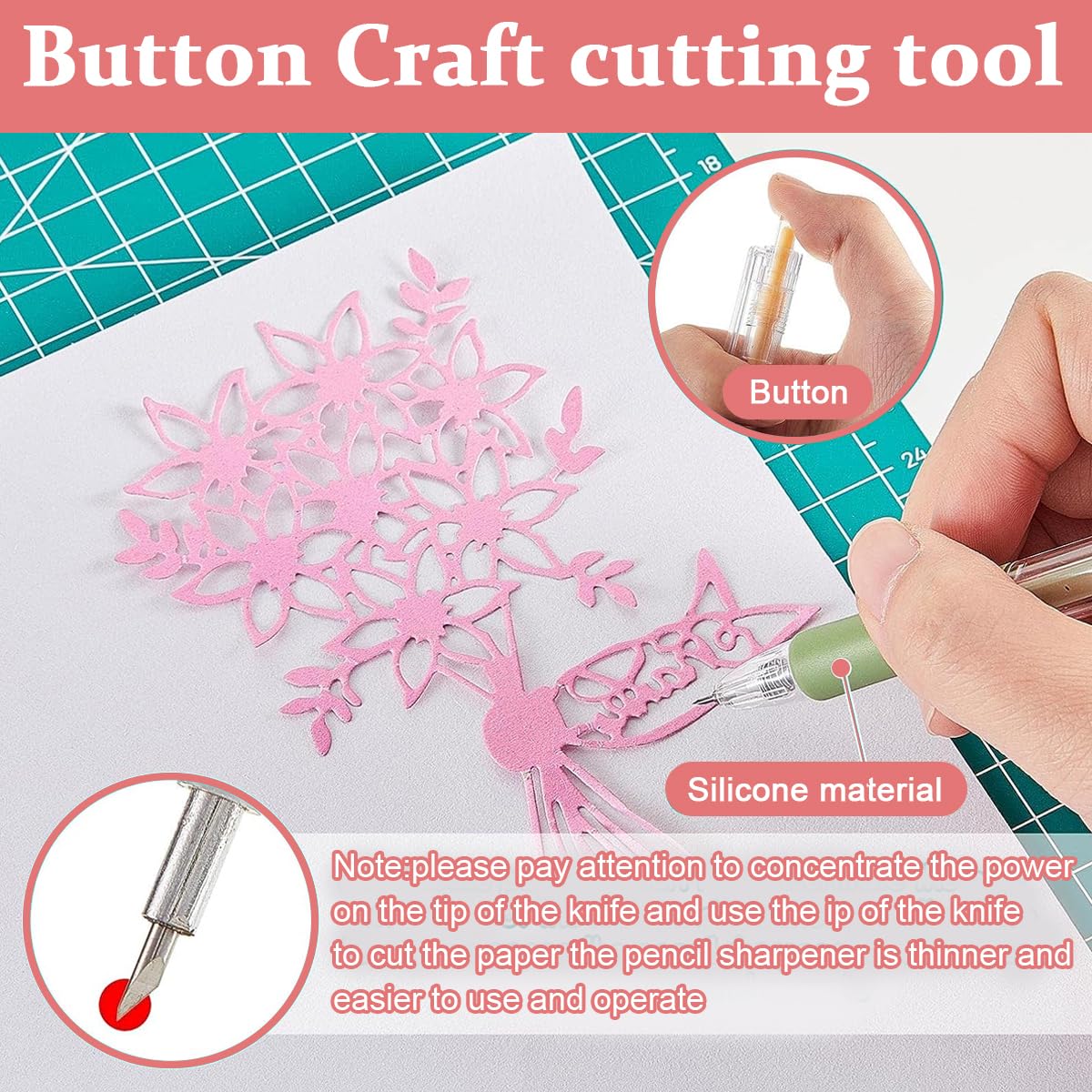 HASTHIP® 6Pcs Craft Cutting Paper Pen Cutter Tool, Precision Paper Cutter Pen, Cartoon Pattern Student Utility Pen with Pocket Clip Cartoon Pattern Student Utility Cutter Pen for DIY Scrapbooking Art