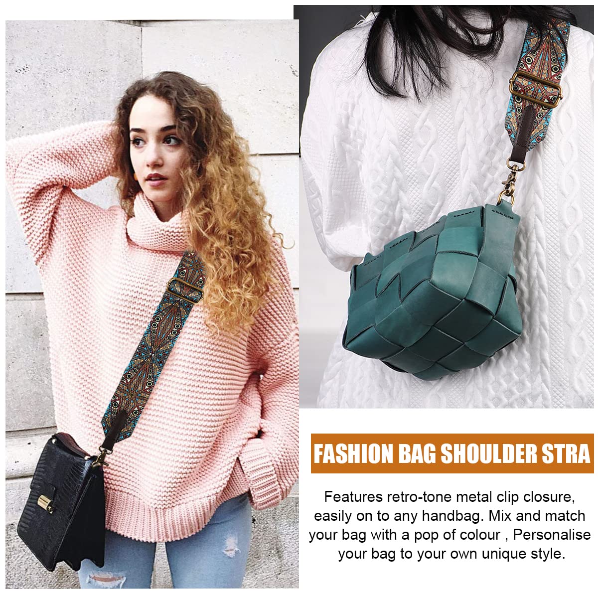 PALAY Shoulder Strap for Bag Adjustable 30–57 in with Metal Buckle & Geometric Print | Nylon Crossbody Replacement