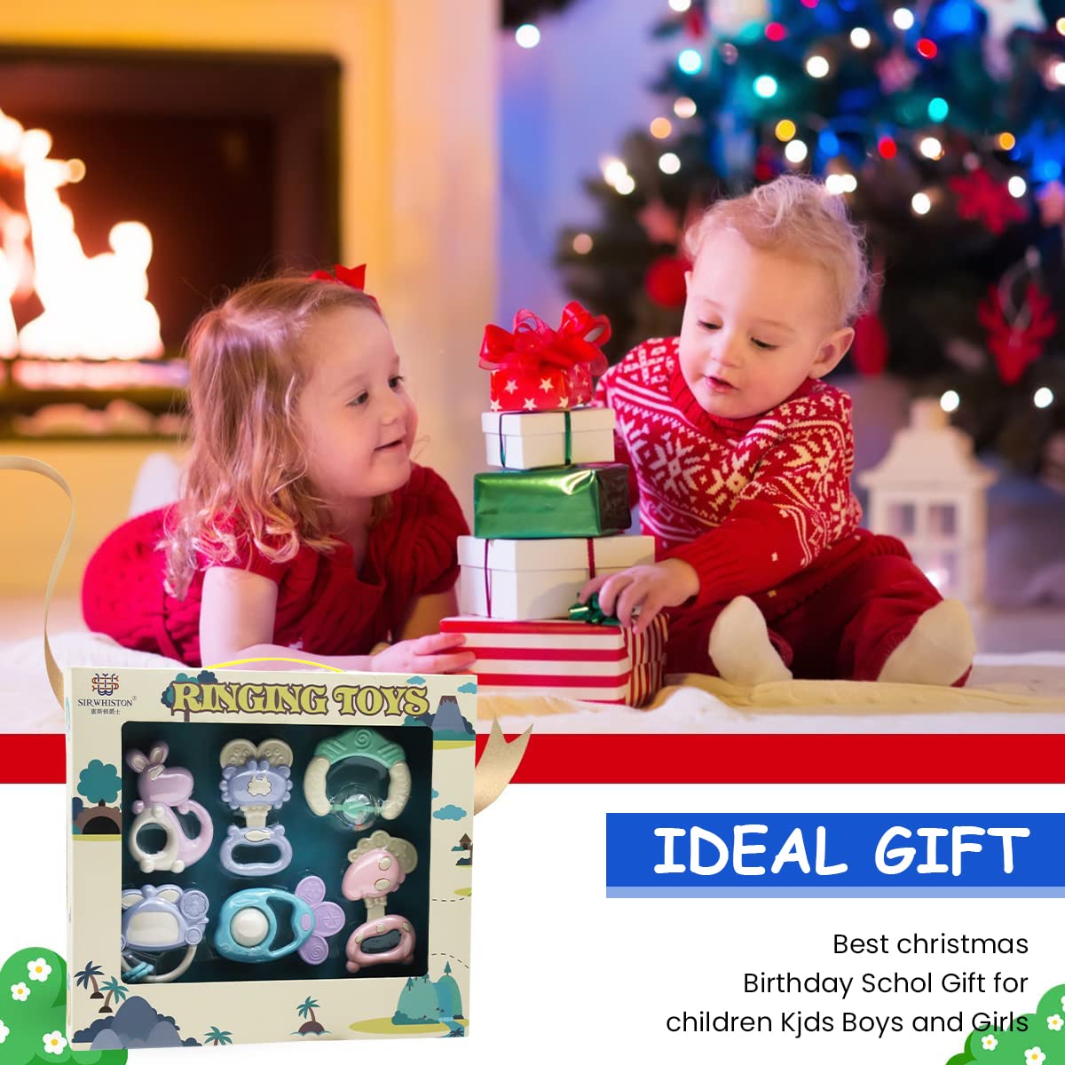 SNOWIE SOFT Baby Rattle Toy Set for 3–12 Months with Teether and 6pcs BPA Free Design | Gift for Newborns