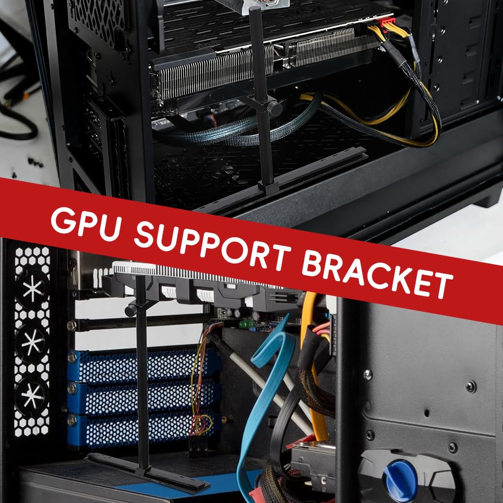 ZORBES GPU Support Bracket for Heavy Graphics Cards with Adjustable Pole and Built In Level