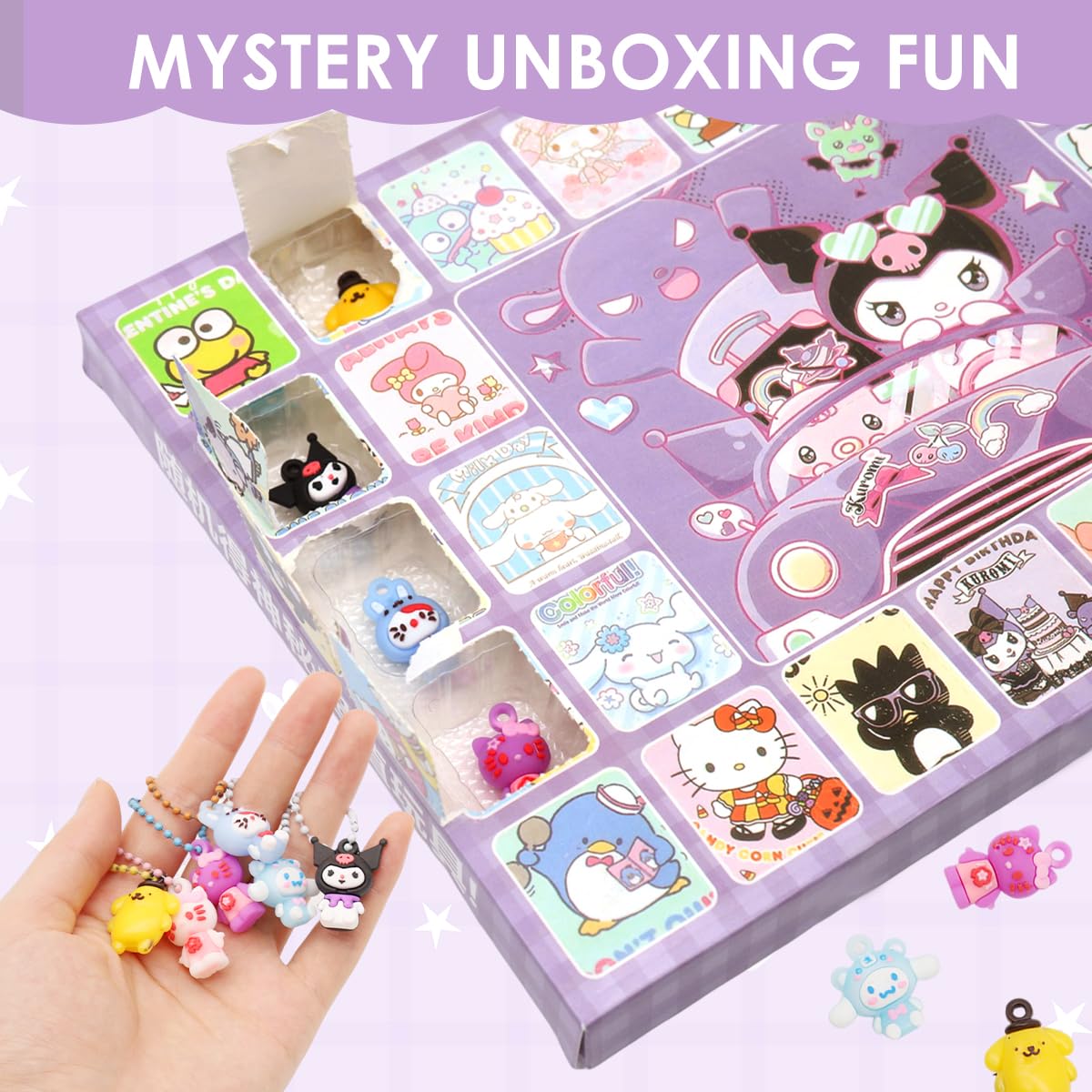 HASTHIP Kawaii Surprising Charm Pack featuring 40Pcs PVC Cartoon Keychains for Girls | DIY Gift Set