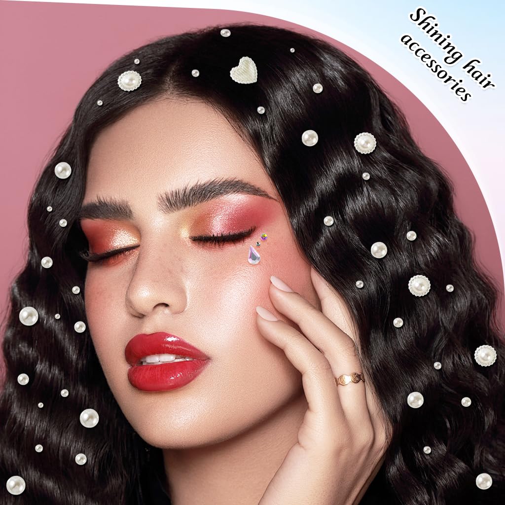 MAYCREATE Face Rhinestones for Makeup with Self Adhesive Design and Tweezer | Assorted Shapes