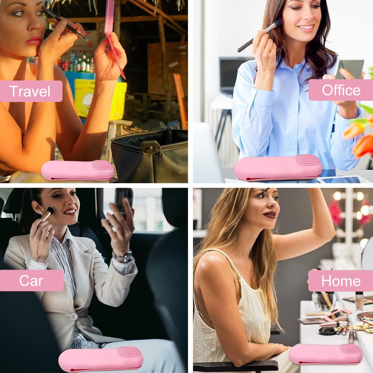 MAYCREATE Makeup Brush Holder for Travel with Magnetic Closure and Silicone Cleaning Surface | 22.6 cm Organizer for Daily Use