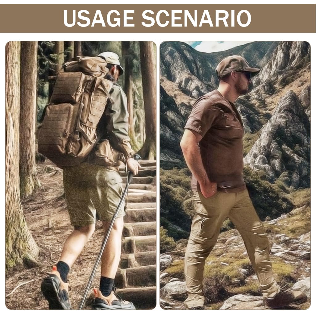 Proberos Mens Trekking Pants for Outdoor Hiking with Modular Zip Off Design | Quick Dry Khaki 2PCS