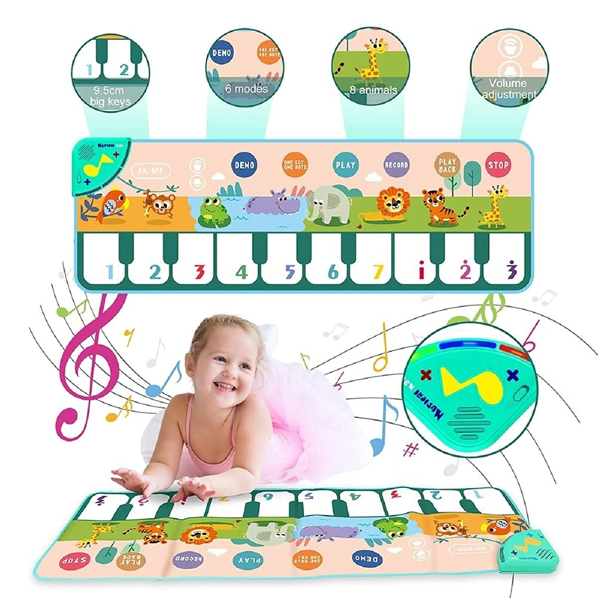 PATPAT  Musical Mat for Kids , Music Piano Keyboard Dance Mat, Musical Toys Educational Toys for Kids Toddlers Baby Toys Early Learning Toys Best Birthday Gift for Girls Boys (43.3X14.17IN)