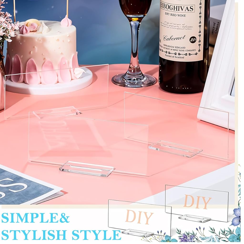 Climberty® 10Pcs Acrylic Table Sign Holders with Bases Tabletop Sign Holders Clear Sign Holders Party Event Wedding  Supplies Stores Price Tag Holders Table Number Holder, 5.9x2.36inches