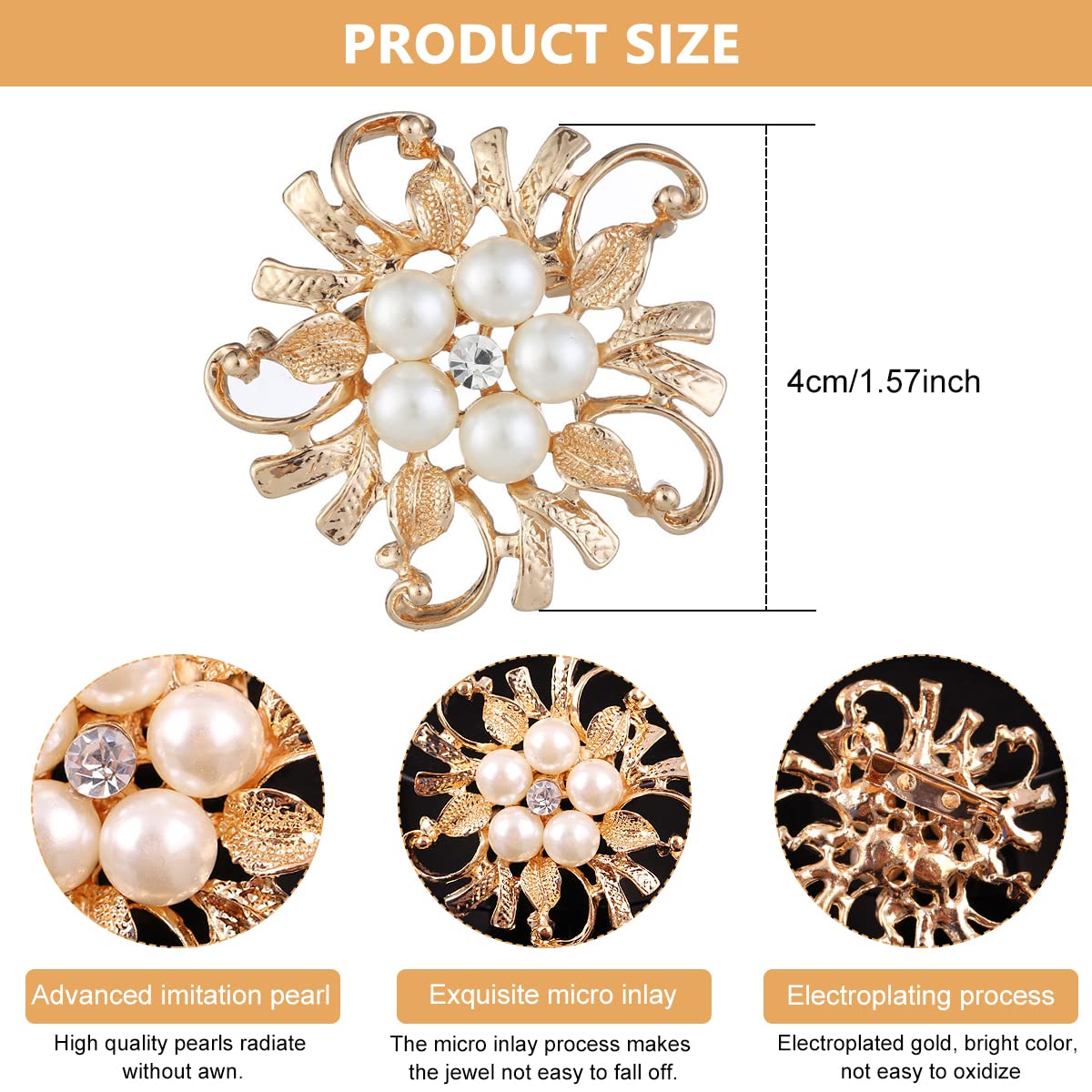 SANNIDHI® Floral Pearl Brooch for Women Elegant Saree Brooch Pin Women's Wedding Bride Corsage Brooch Pin Jewelry Gift- Golden