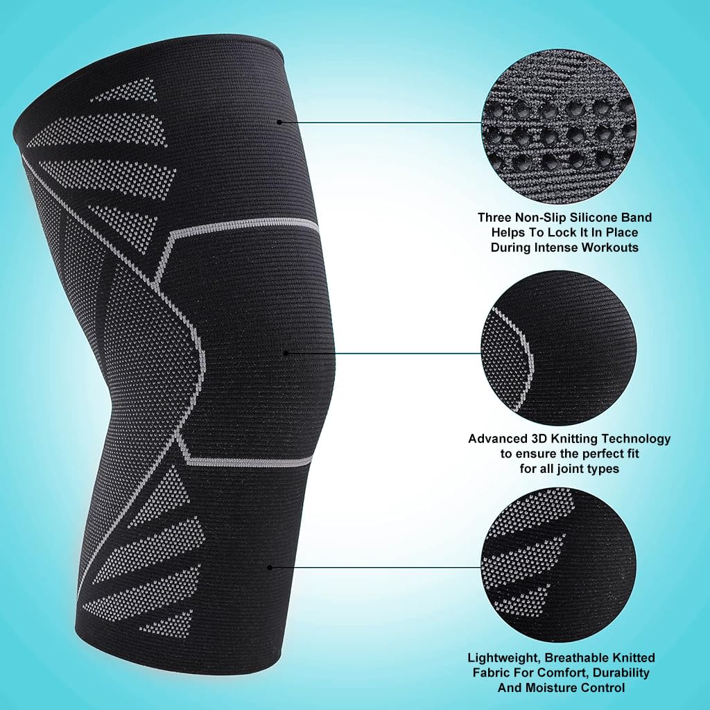 Zibuyu Leg Compression Sleeves for Running and Gym with Stabilizing Ring | Breathable Nylon Support