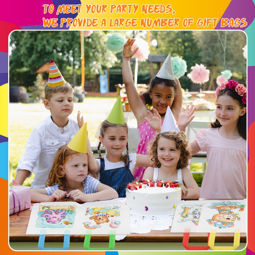 PATPAT Coloring Goodie Bags for Kids Birthday Party with 31Pcs DIY Drawing Kit | Non Woven Reusable Tote 22.5x23.8cm