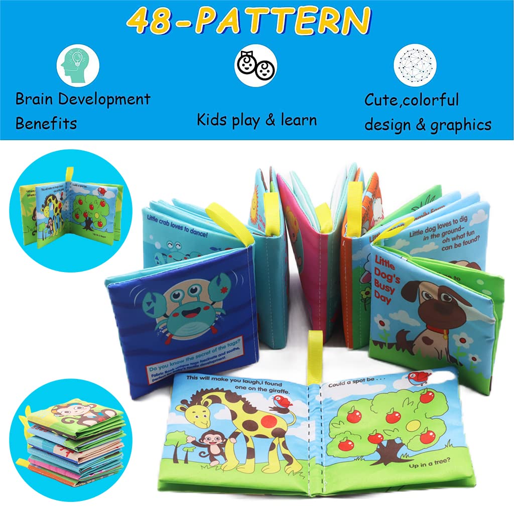 PATPAT Cloth Books for Babies with 6 Story Themes and Soft Polyester Pages | Early Learning Toy