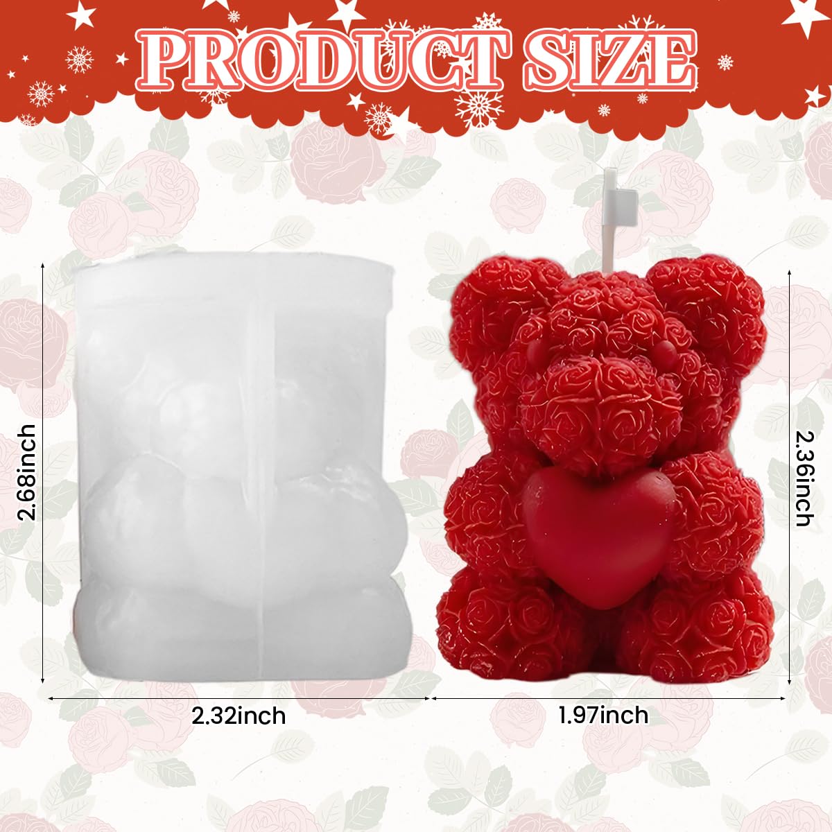 HASTHIP 3D Rose Bear Candle Molds for DIY Soap and Resin Crafts with Non Stick Silicone | Ideal for Gifts and Home Decor