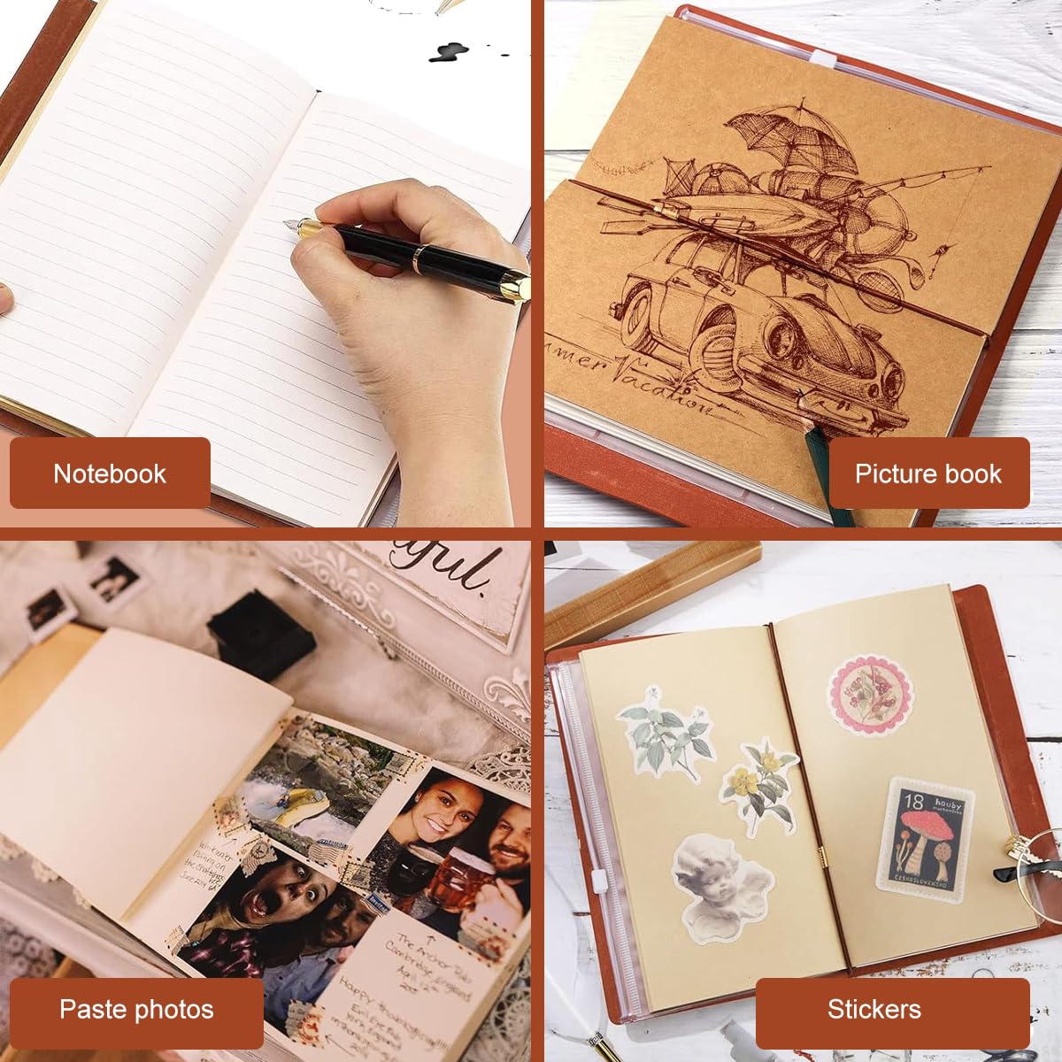 Zibuyu A6 Diary for Travel Notes with 100 Lined Pages in Brown PU Leather | Graduation Gift