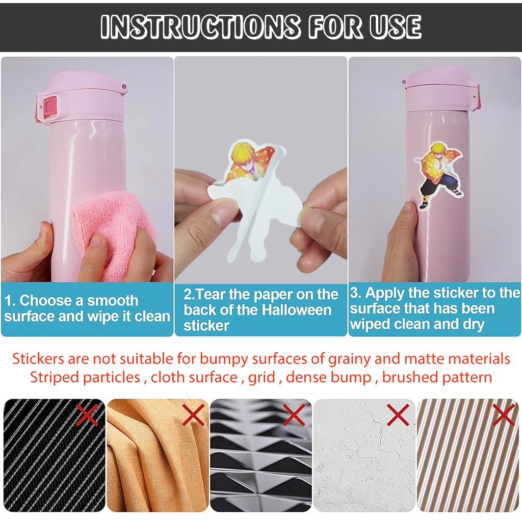 HASTHIP Demon Slayer Stickers for Laptops and Water Bottles featuring 100pcs Waterproof Vinyl Decals