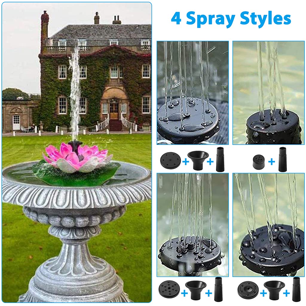 ELEPHANTBOAT Lotus Fountain Solar Water Pump for Garden Ponds and Bird Baths 7V 2.5W | Featuring 7 Spray Nozzles and DC Brushless Motor