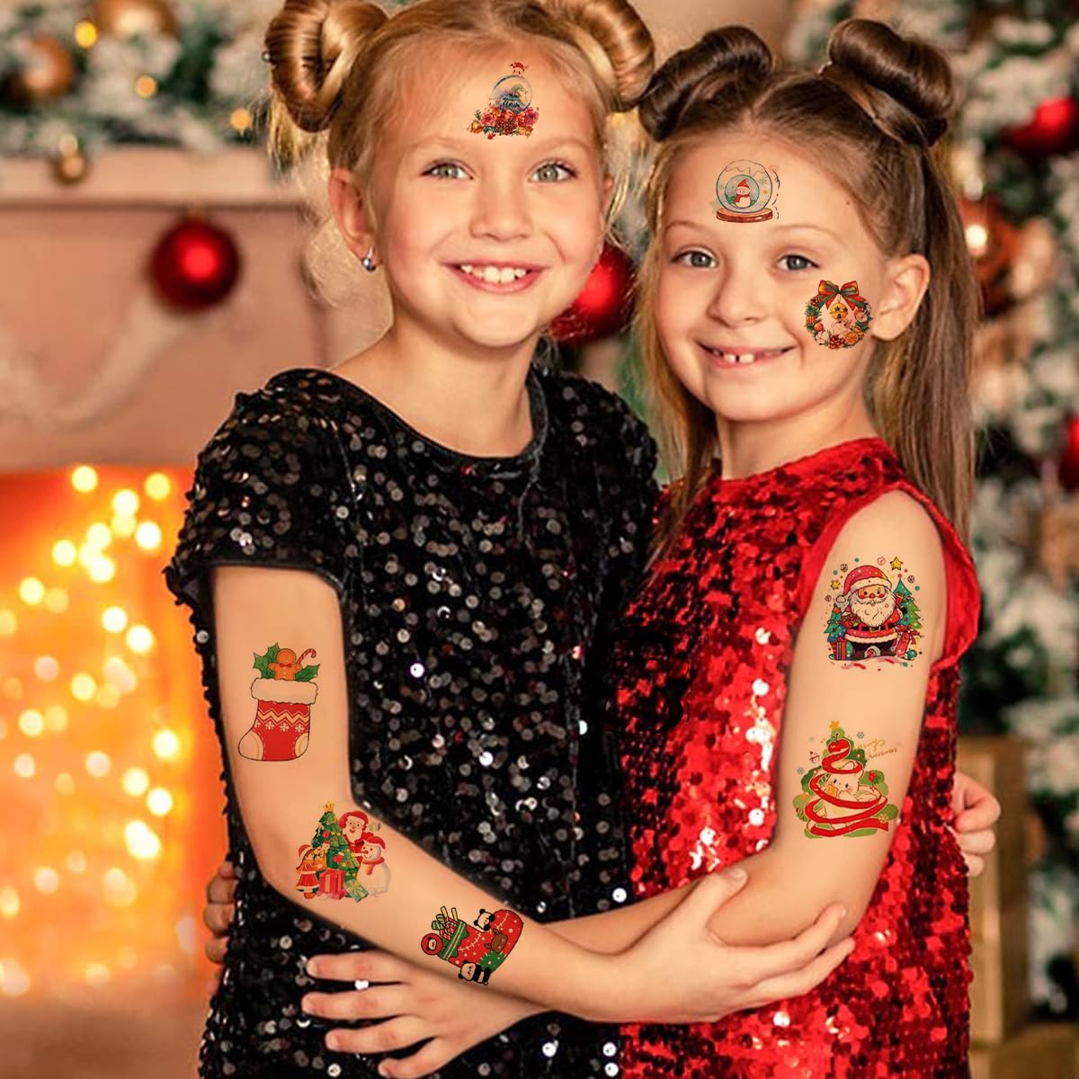 MAYCREATE Christmas Temporary Tattoo Stickers for Kids and Adults featuring 30 Sheets | Waterproof and Easy to Remove Festive Body Art