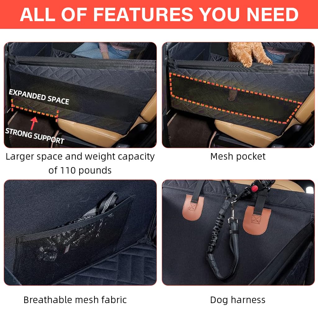Qpets Dog Car Seat Cover for Backseat Travel with Easy Zip Setup and 600D Oxford Cloth | Waterproof Pet Mat