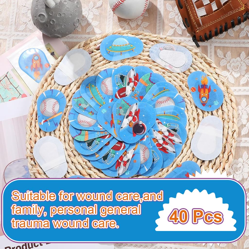 HANNEA Eye Patches for Kids with Cartoon Prints 40pcs 3x2 in Breathable Cotton | Lazy Eye Recovery