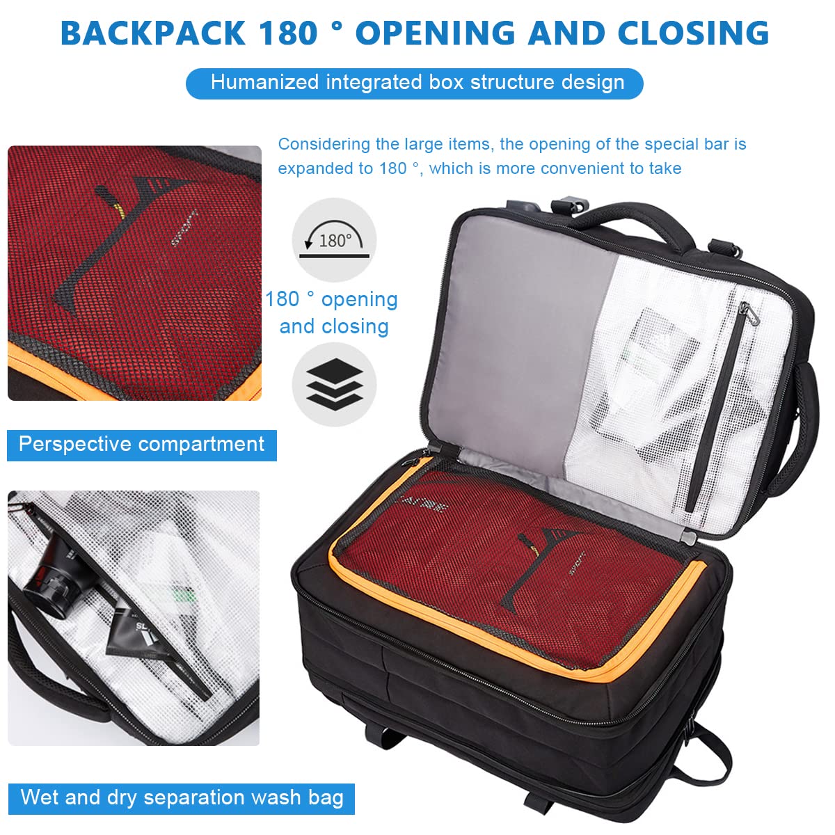 GUSTAVE Laptop Backpack for Travel and Business with USB Port 22–37L Expandable Design | Black