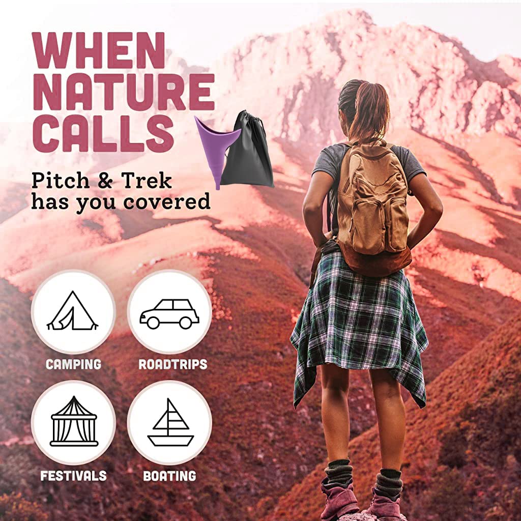 HANNEA Reusable Portable Female Urination Device for Travel with Curved Leakproof Design | Soft Silicone for Women and Pregnant Users