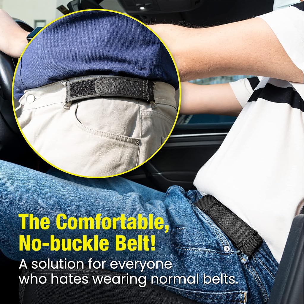 GUSTAVE No Buckle Elastic Belt for Men with Hook and Loop Closure 9.8 in | Comfortable Fit