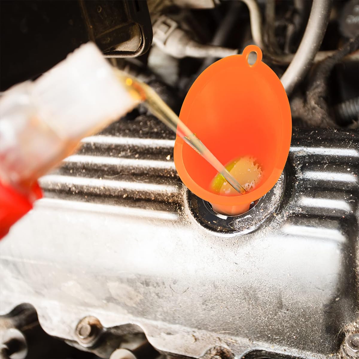 STHIRA Oil Transfer Funnel Set for Automotive Use with Filtration Sieve and Flexible Pipes