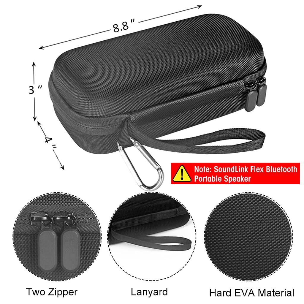 ZIBUYU Carrying Case for Bose SoundLink Flex with Hard EVA Shell and Hand Strap | 3PCS Storage Set