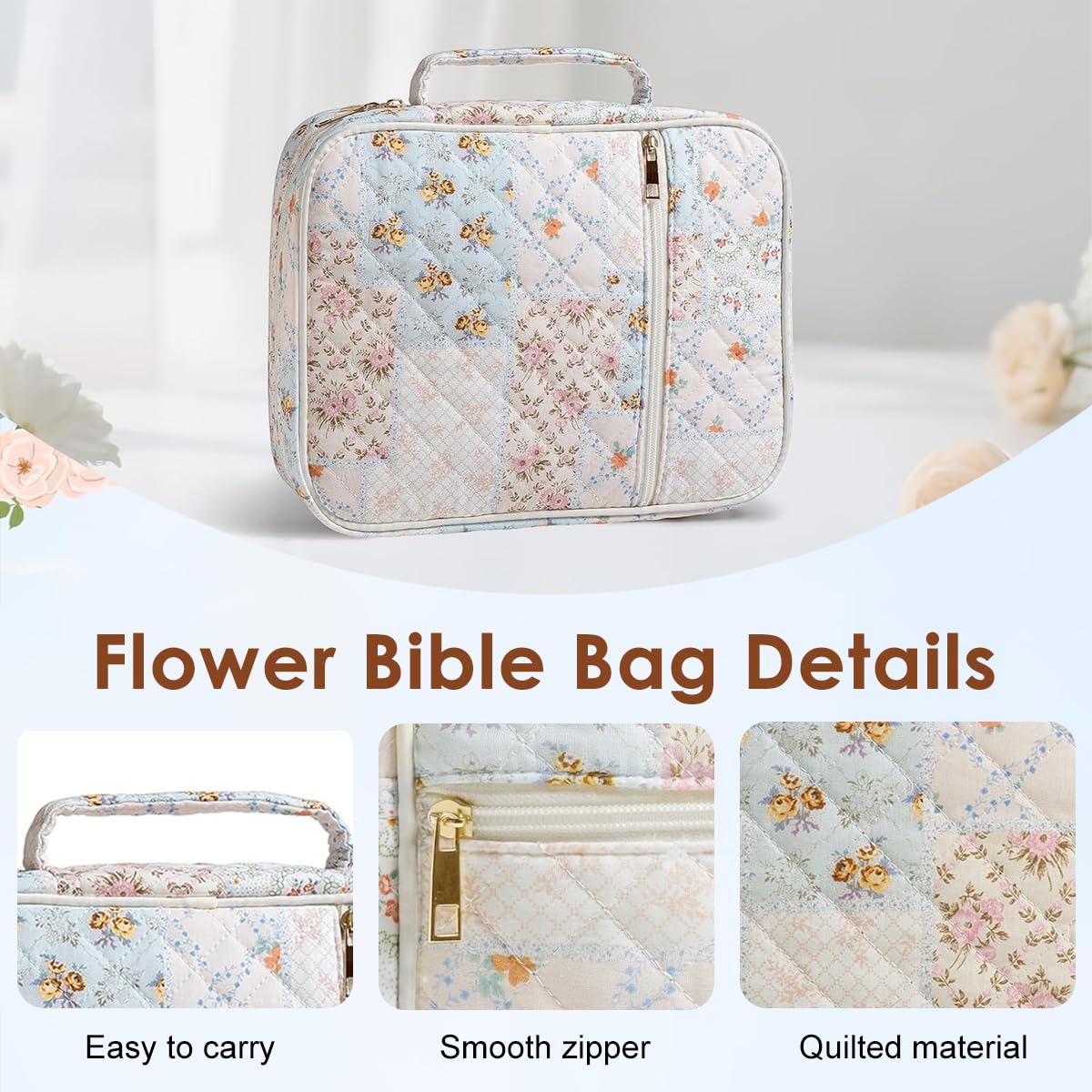 Climberty Bible Cover for Women with Padded Protection and Floral Design | Includes Markers