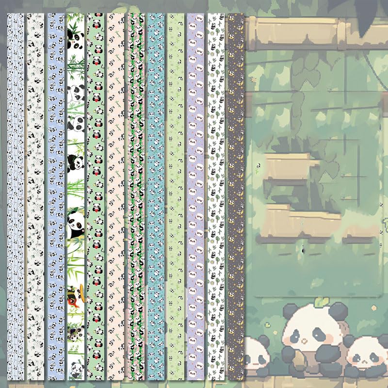 HASTHIP® 600 Sheets Star Origami Paper - 12 Color Assortment, Double Sided, Solid Color, DIY Hand Art Crafts Panda