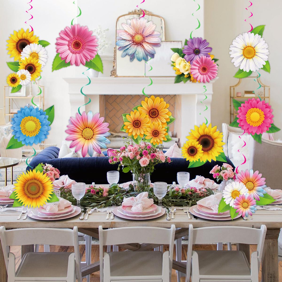 PATPAT Sunflower Party Decorations for Summer Events with 24Pcs Hanging Swirls featuring Metallic Foil and Paper Designs | Ideal for Birthdays and Baby Showers