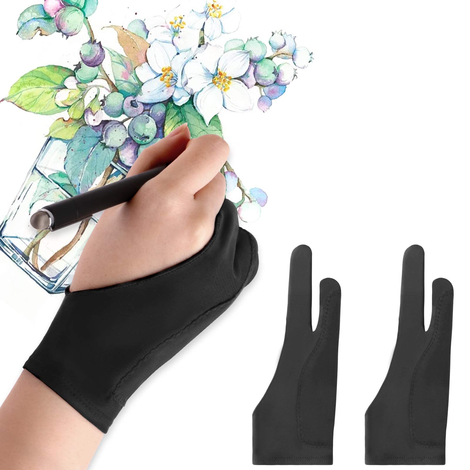 ZORBES® 1 Pair Digital Drawing Glove Two Finger Glove for Wacom Tablet Artist Gloves, Graphic Drawing Gloves Tablet Gloves (M Size)