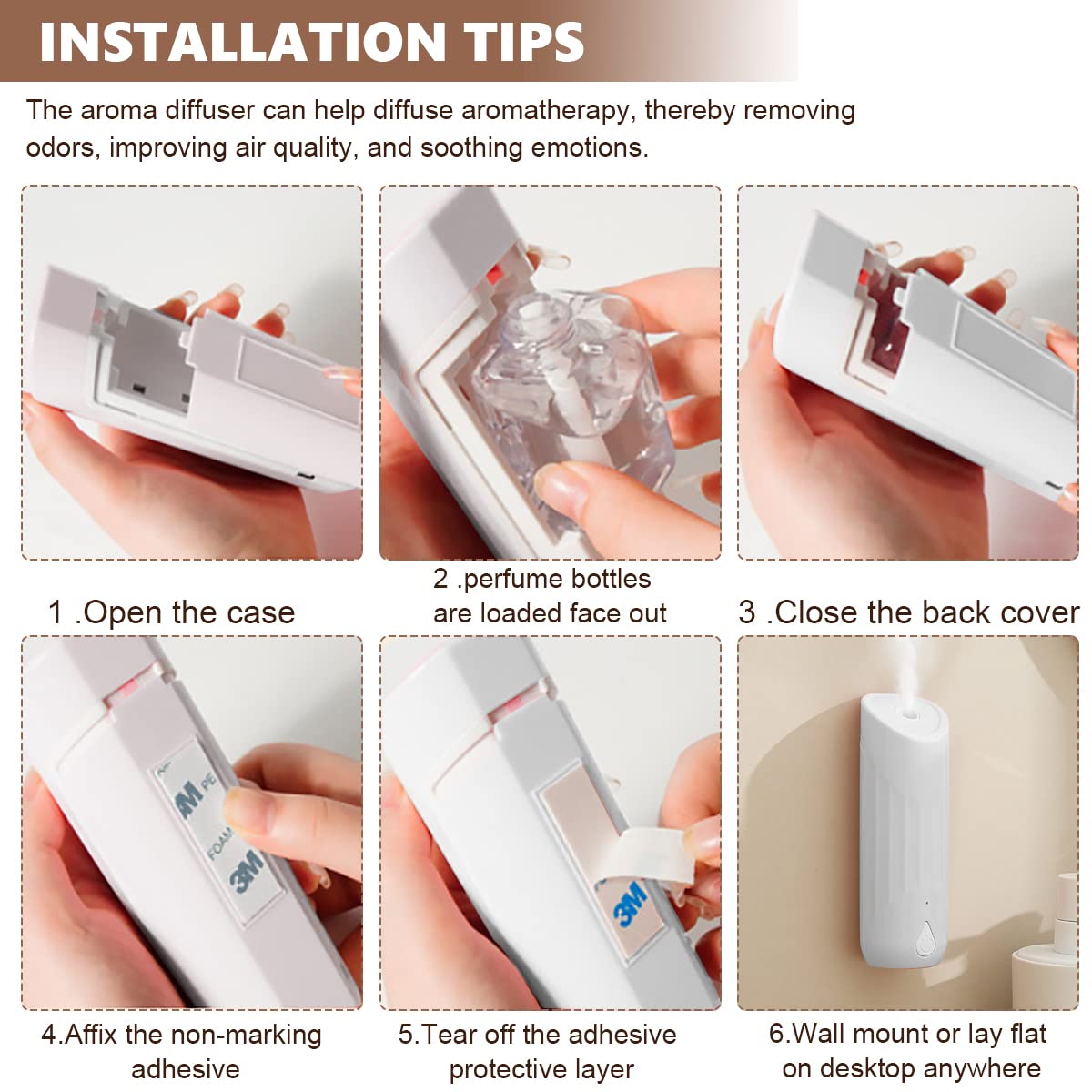 HANNEA Aroma Diffuser for Home with 500mAh Battery and 3 Spray Modes | 26dB Silent Operation