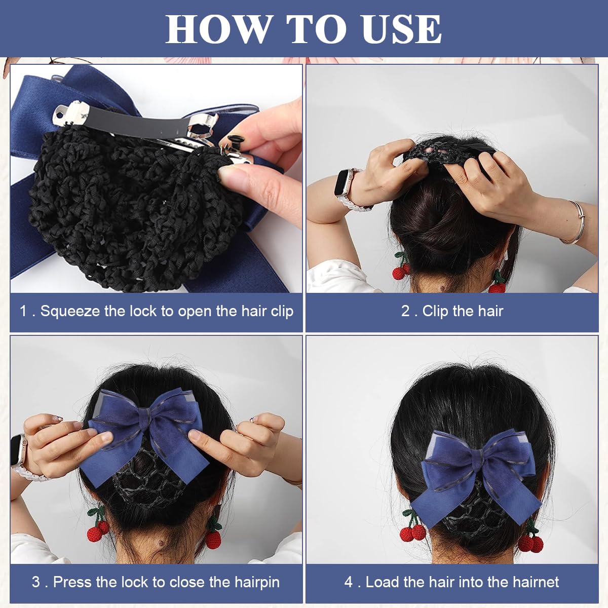 MAYCREATE Hair Buns Clip for Neat Bun Styling with Bow Net Design | Easy Everyday Use