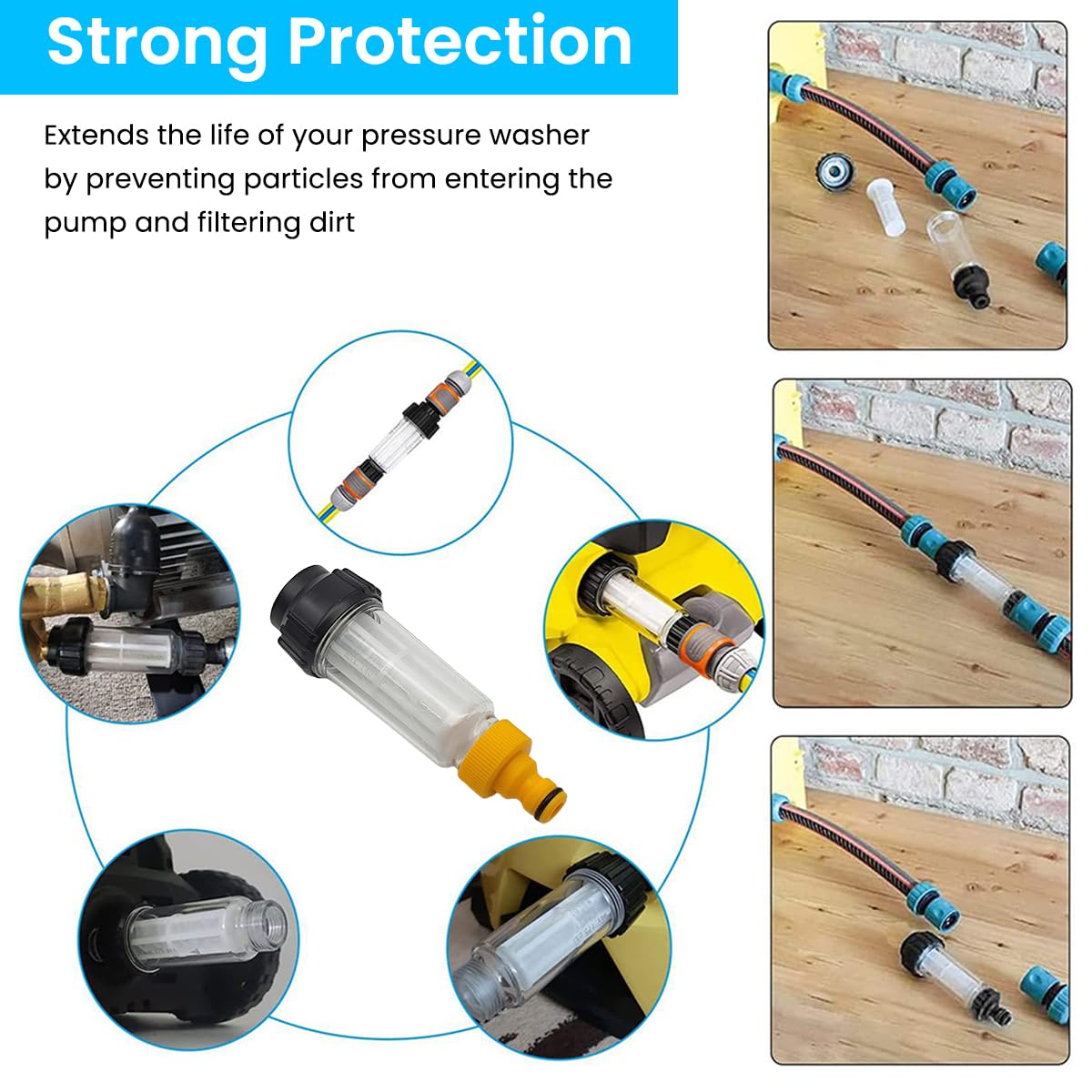 STHIRA Pressure Washer Filter Kit for Kärcher with Inlet Filter and Quick Connectors | 3 PCS