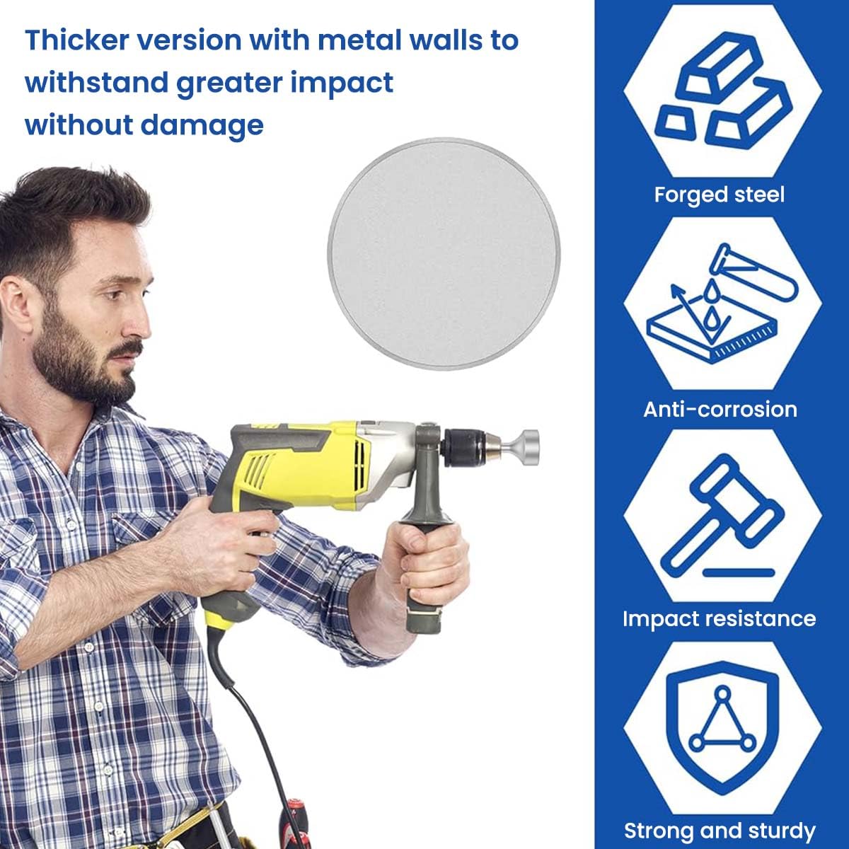 Serplex Metal Hammer Attachment for Impact Drivers with 3.5cm Plate & 1/4'' Hex Shank | Steel Construction