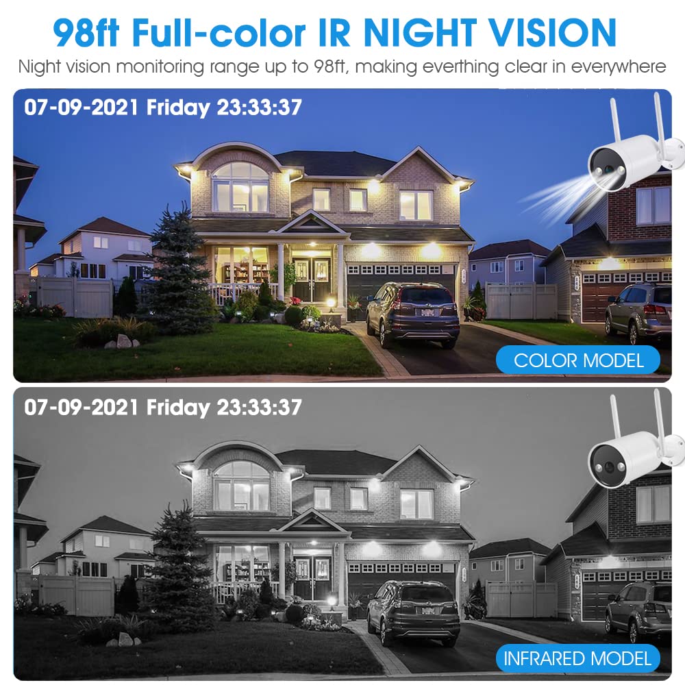 HASTHIP Wireless Security Camera for Home with 1080P HD 2.4GHz WiFi and Night Vision | IP66 Waterproof Outdoor Camera with PIR Motion Detection and 2-Way Audio