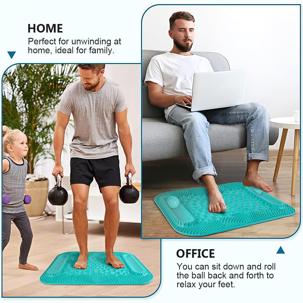 HANNEA Foot Massager for Pain Relief with Dual Roller Balls and 5 Zones 16x19 in TPR Mat | Green