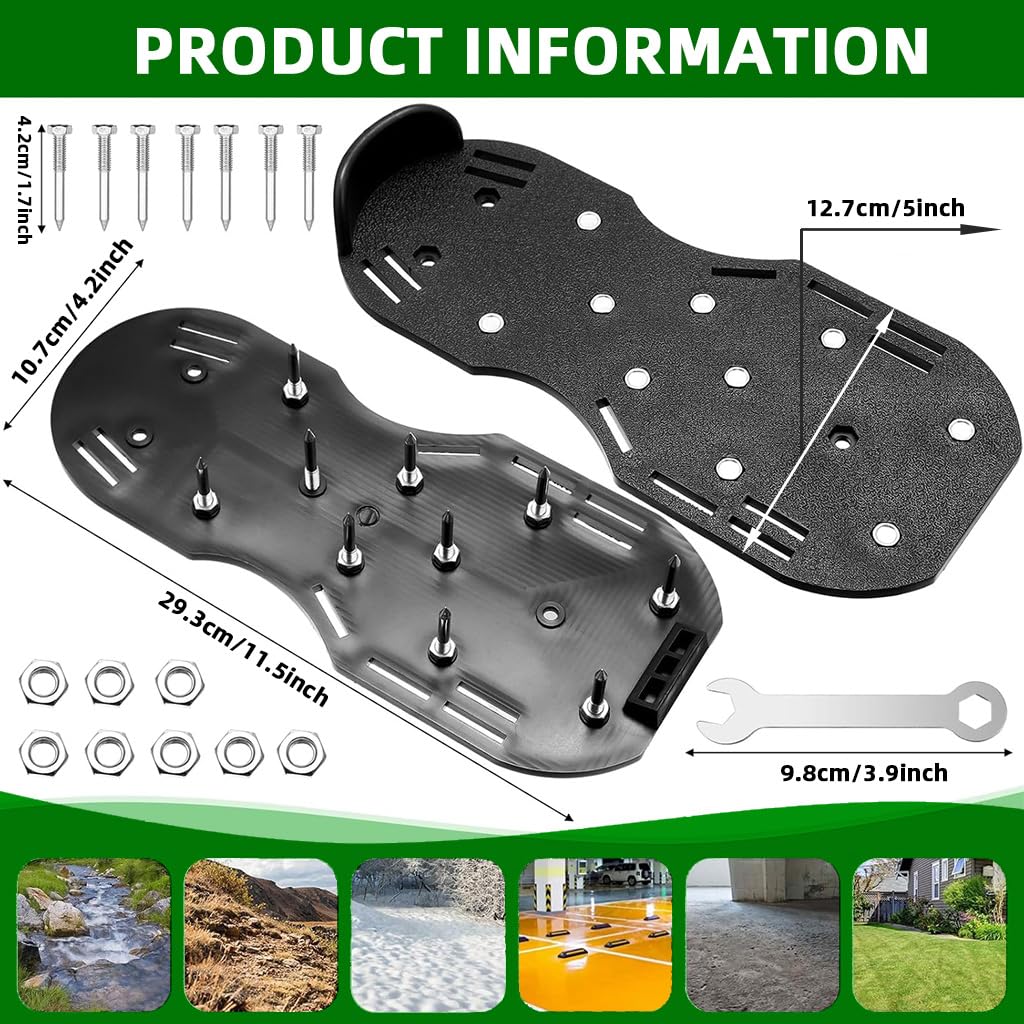 HASTHIP Lawn Aerator Shoes for Gardening with 1.65 in Metal Spikes and Dual Hook Straps