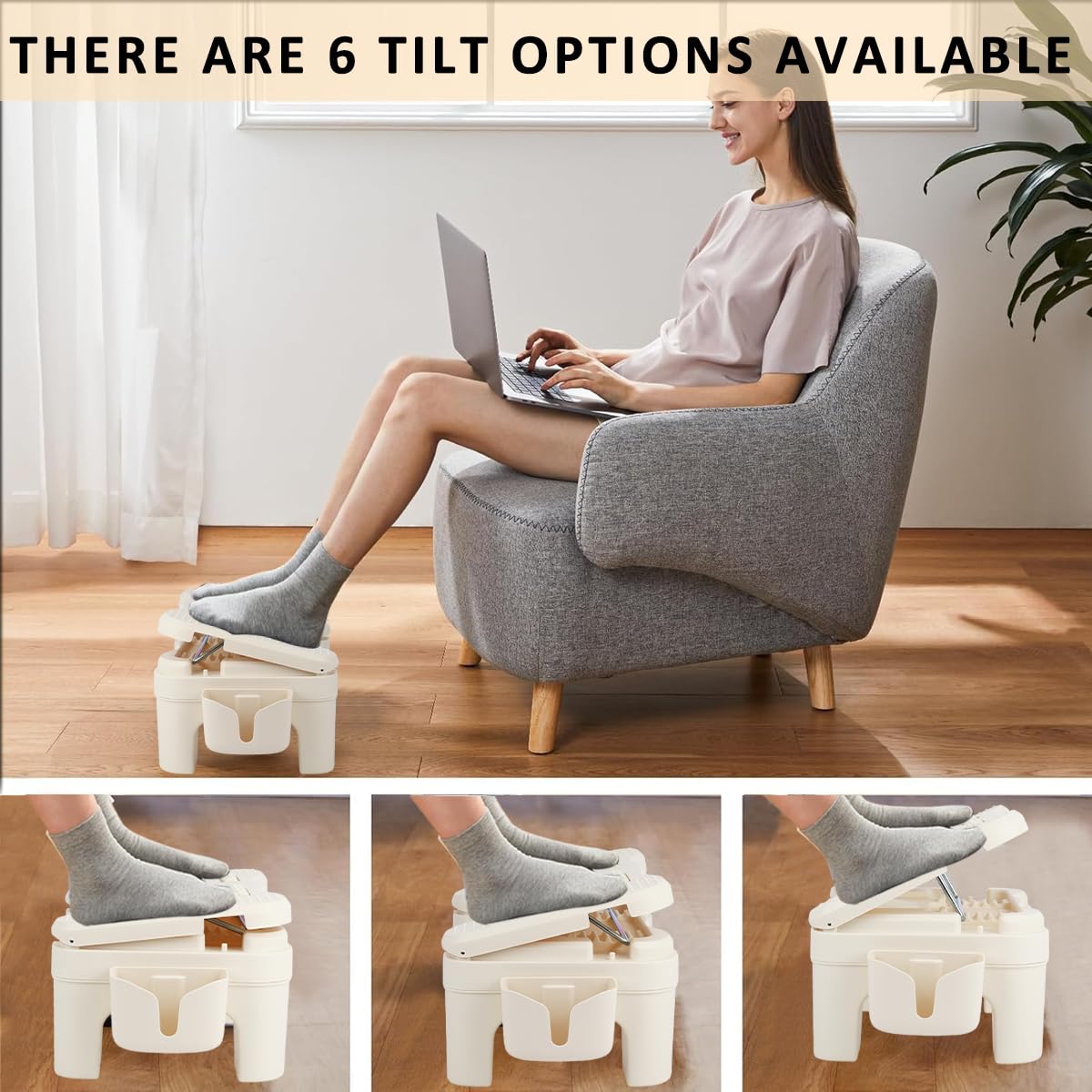 HANNEA Folding Foot Rest for Home and Office with Dual Row Massage Rollers | Height Adjustable Ergonomic Stool