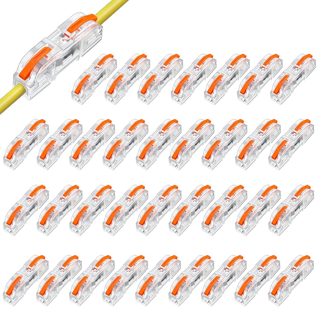 Serplex® 34pcs Wire Connector Cable Connector Compact Single Wire Connectors Assortment Splicing Connectors Lever Wire Connectors Terminal for 28-12 AWG, Soft and Hard Wire Universal (SPL-1)