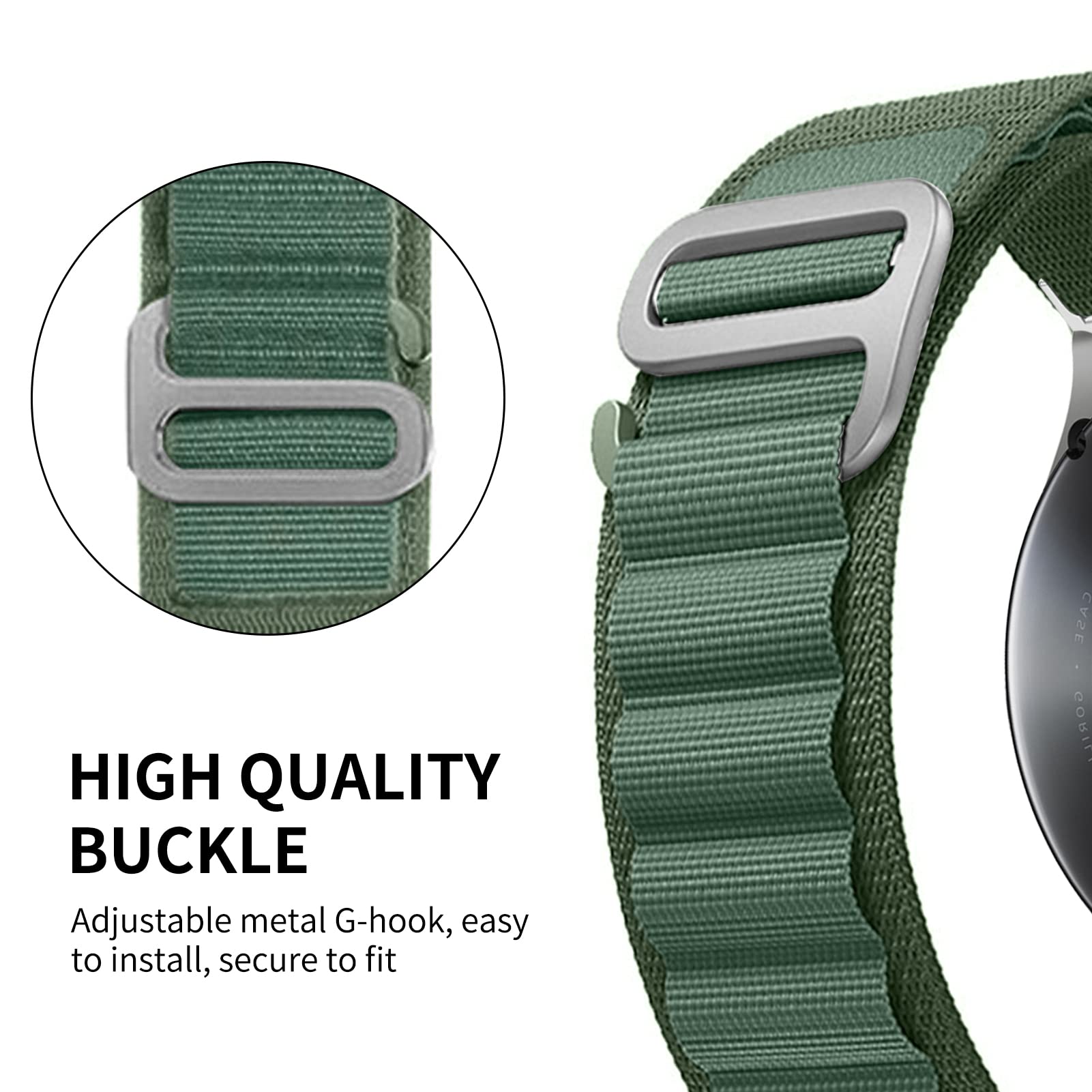 20mm Nylon Watch Band for Samsung Galaxy Watch 5 4 | Adjustable Hook and Loop Strap